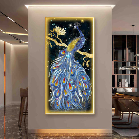 Beautiful Peacock Crystal Painting with LED
